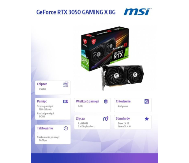 MSI GeForce RTX 3050 GAMING X 8GB GDDR6 - 715691 - zdjęcie 6